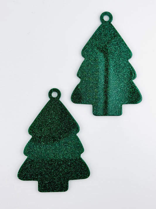 Acrylic Ornament Blank ~ Green Glitter Tree