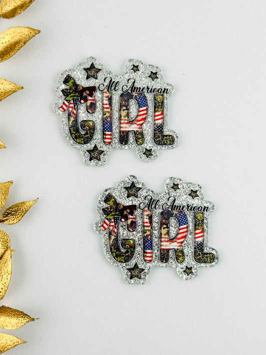 Glitter Acrylic Flatback ~ 190 ~ All American Girl