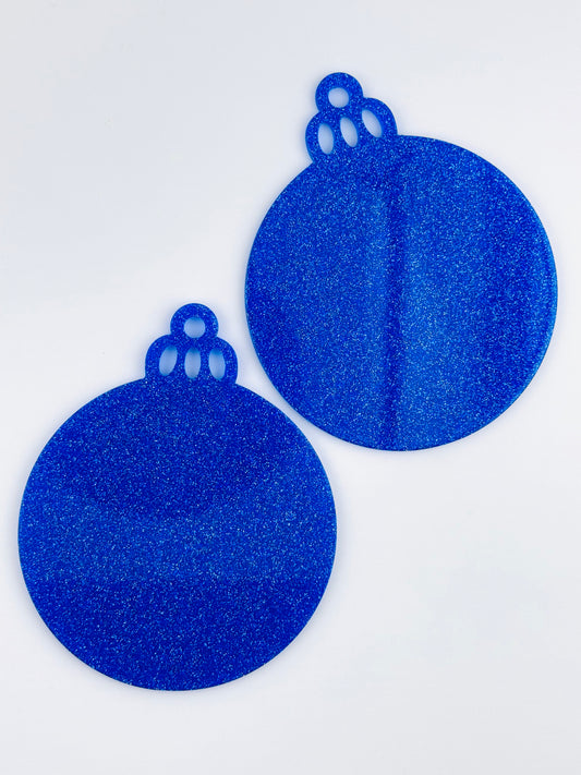 Acrylic Ornament Blank ~ Royal Blue Glitter Round