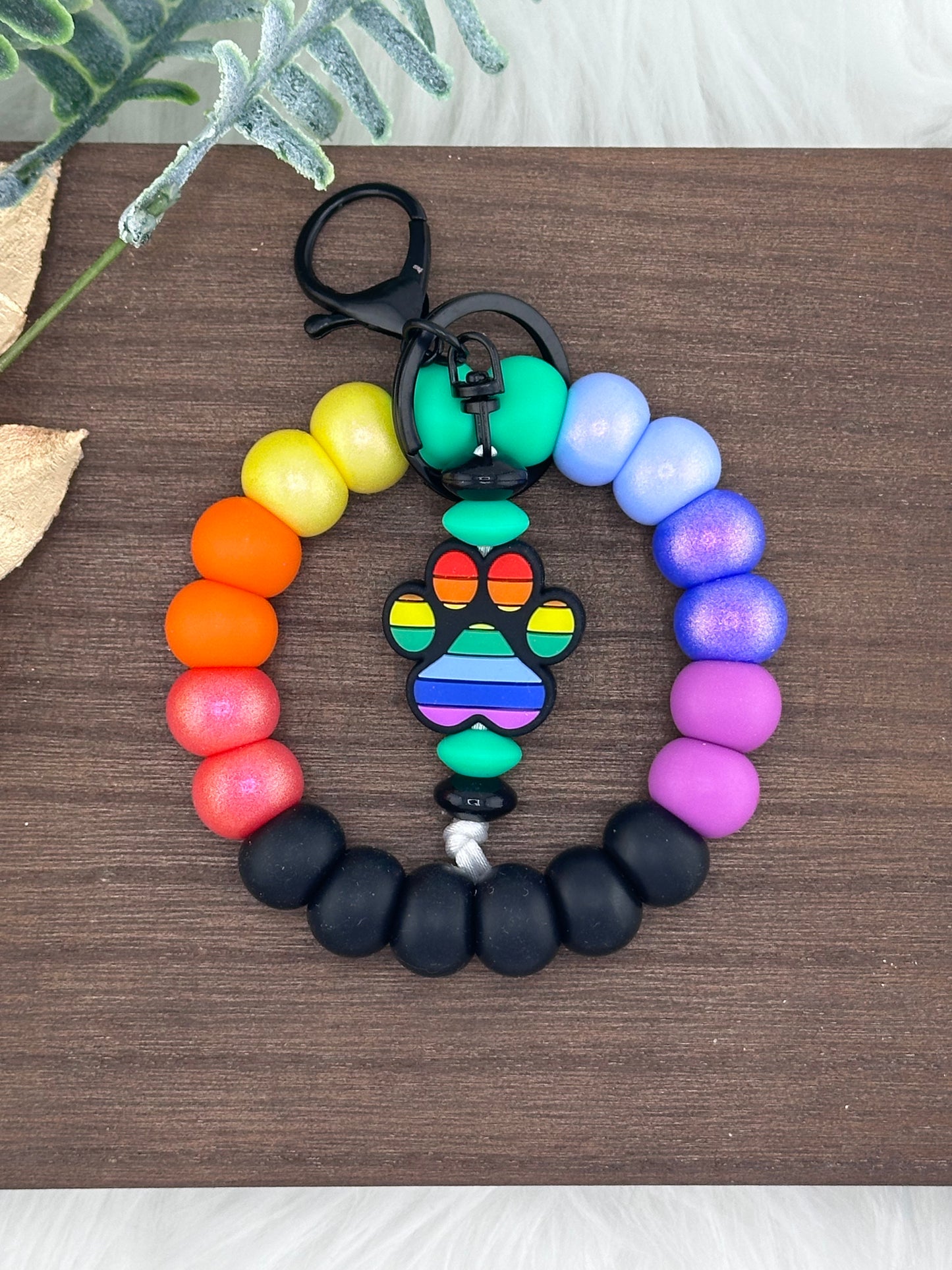 (PRE-MADE) Rainbow Dog Paw Wristlet