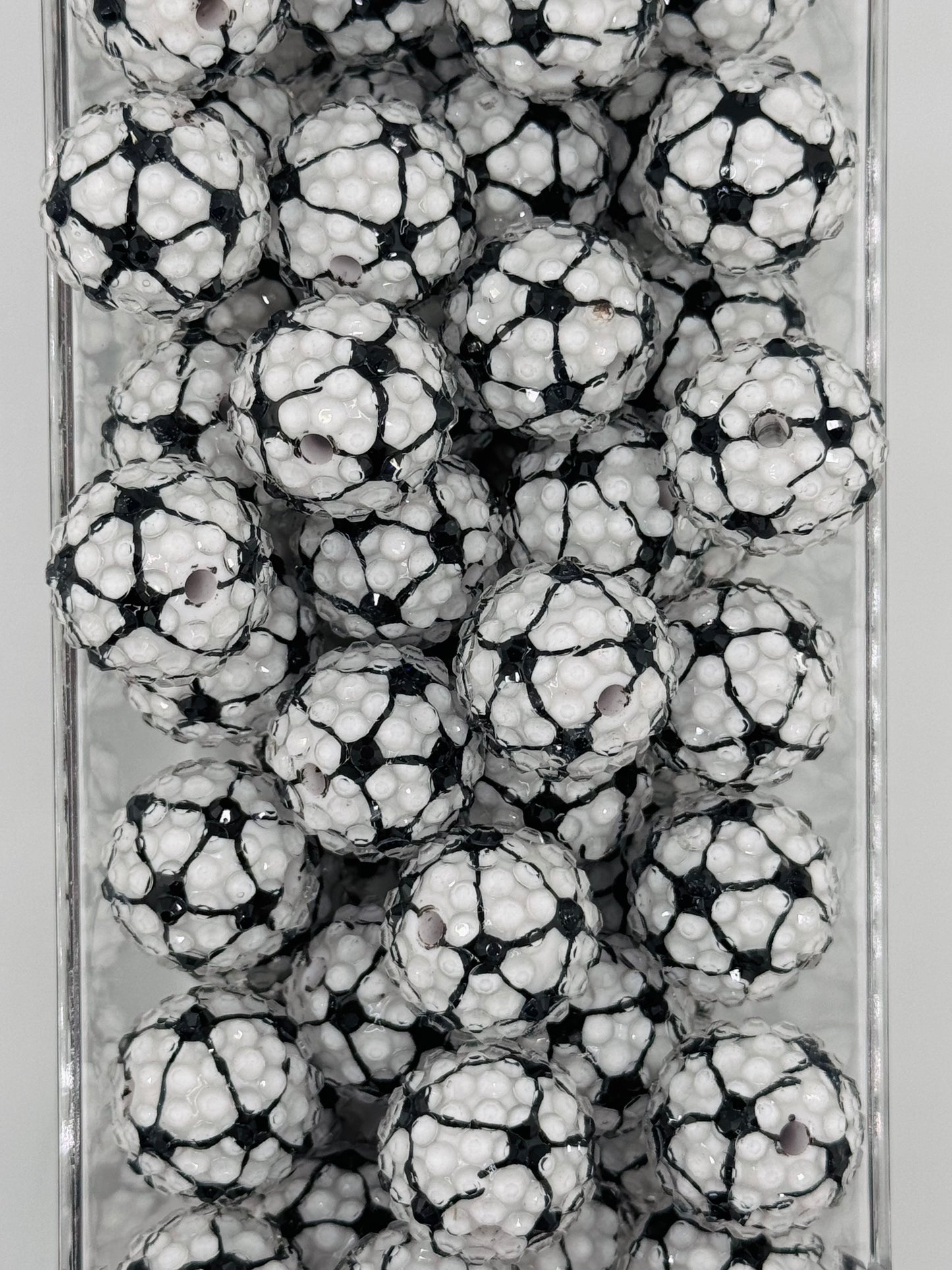 Rhinestone 20mm Acrylic ~ Soccer Print