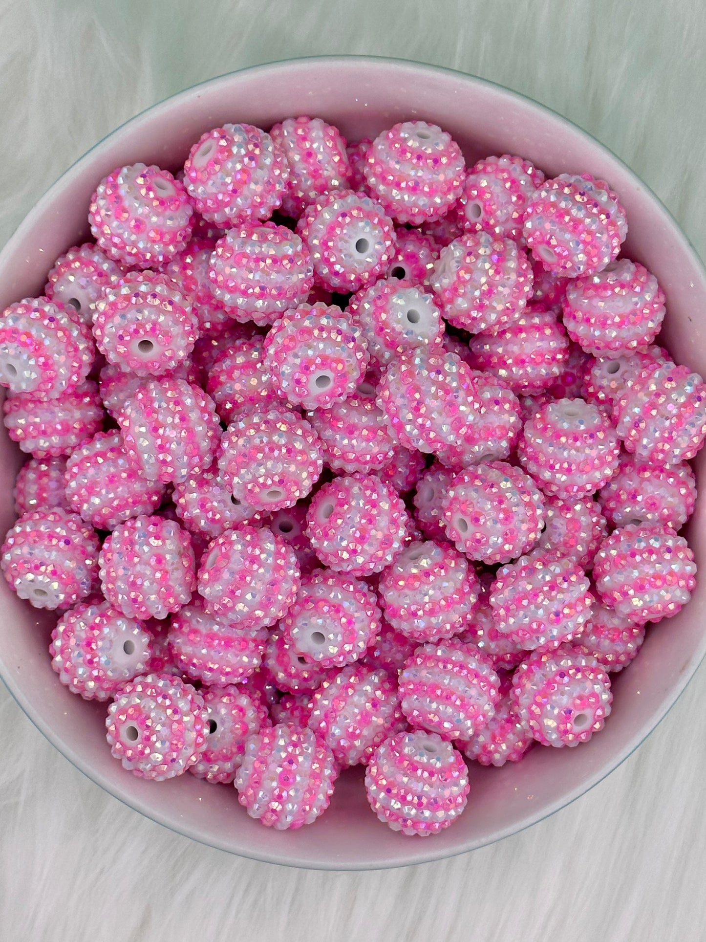 Pink Stripe Rhinestone 20mm Acrylic