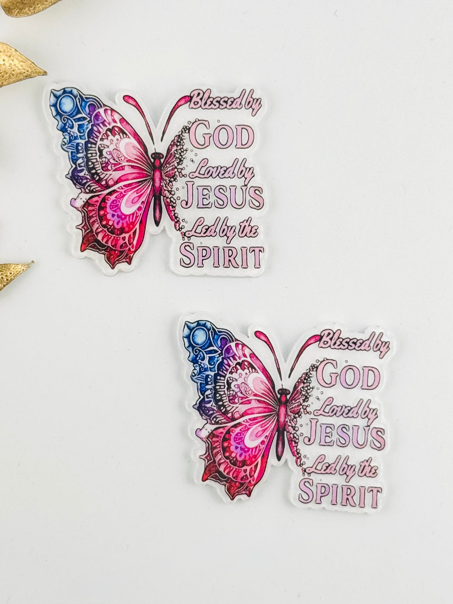 Glitter Acrylic Flatback ~ 237 ~ Blessed By God