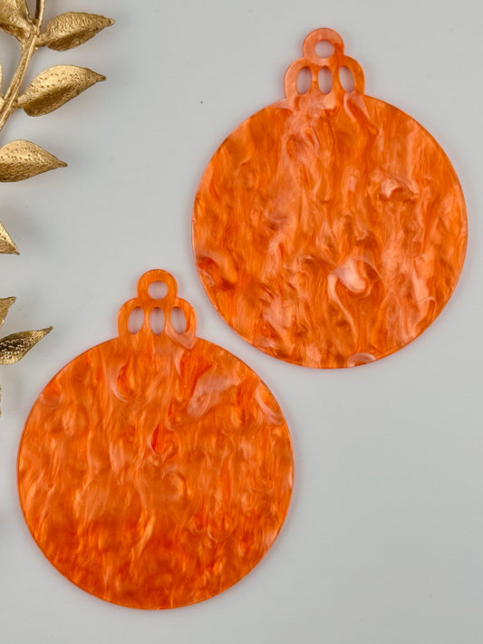 Acrylic Ornament Blank ~ Bright Orange Swirl Round