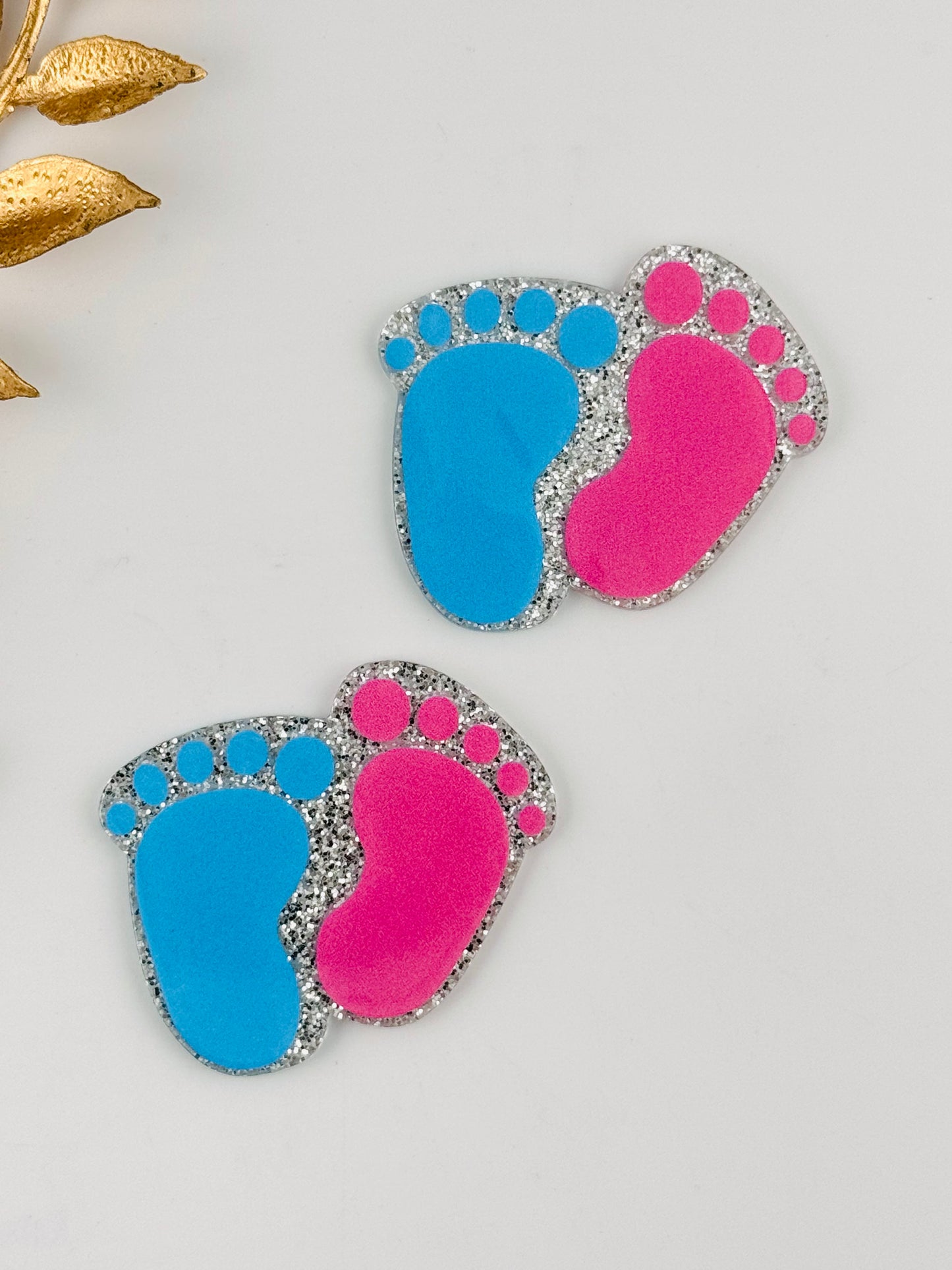 Glitter Acrylic Flatback ~ 1063N ~ Footprints