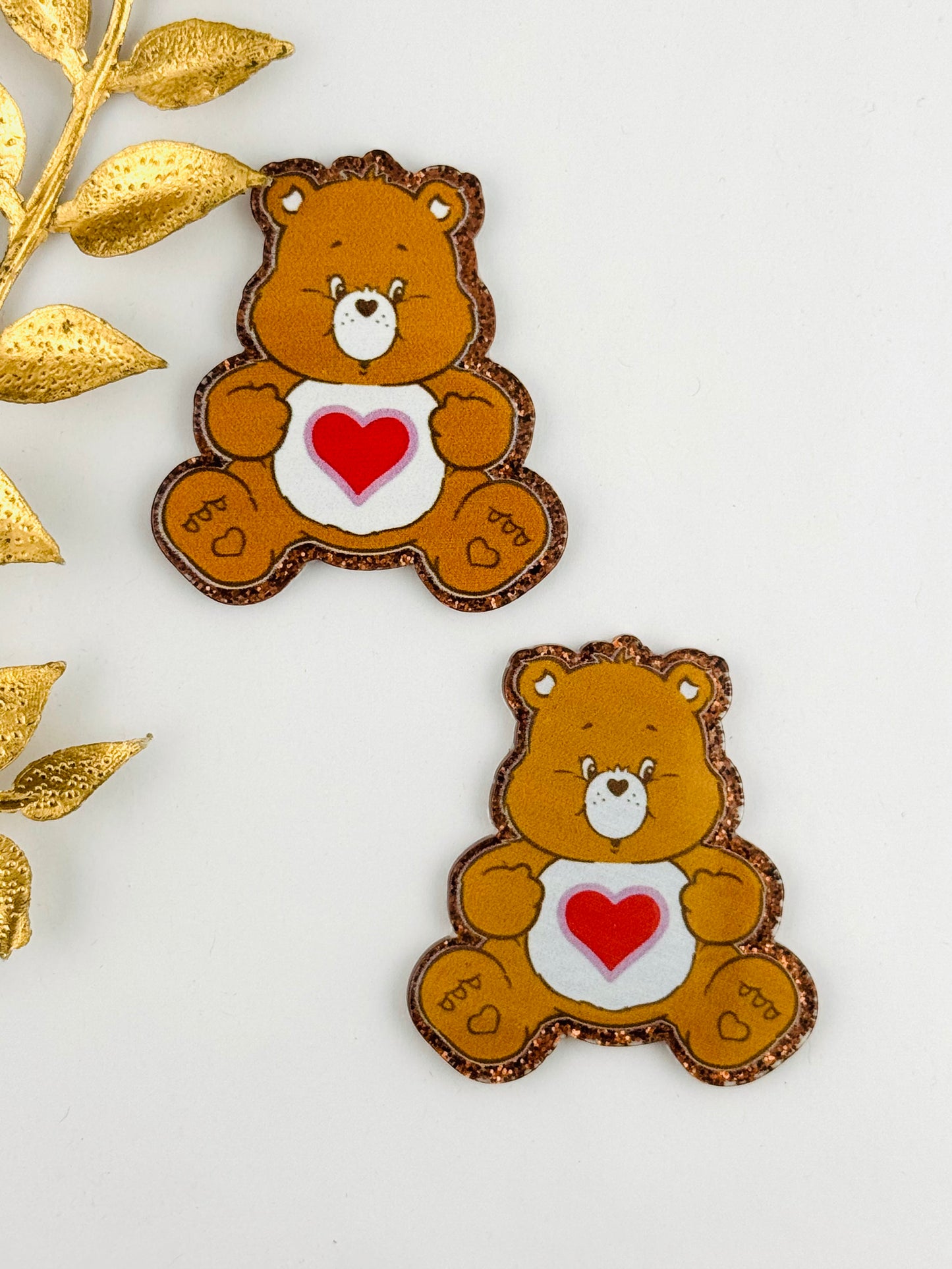 Glitter Acrylic Flatback ~ 137 ~ Heart Bear