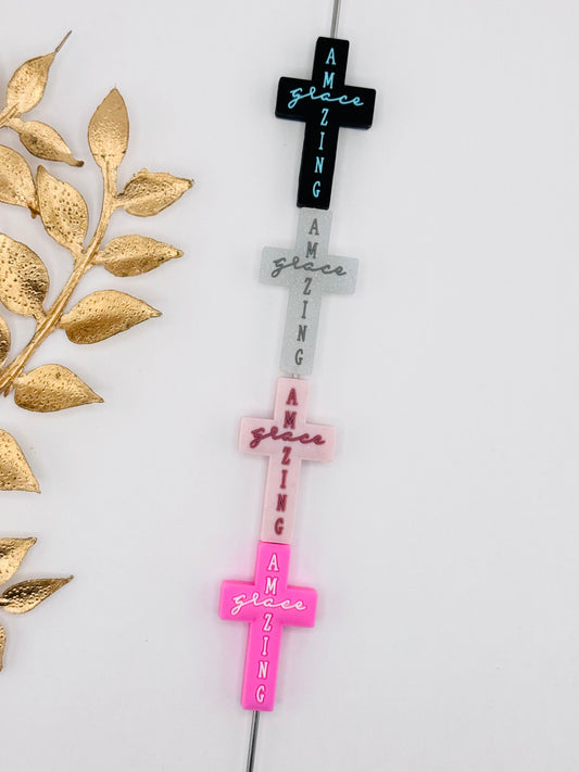 Amazing Grace Glitter Cross Focal