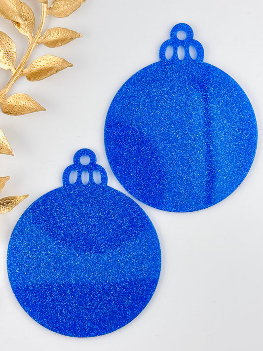 Acrylic Ornament Blank ~ Sky Blue Glitter Round