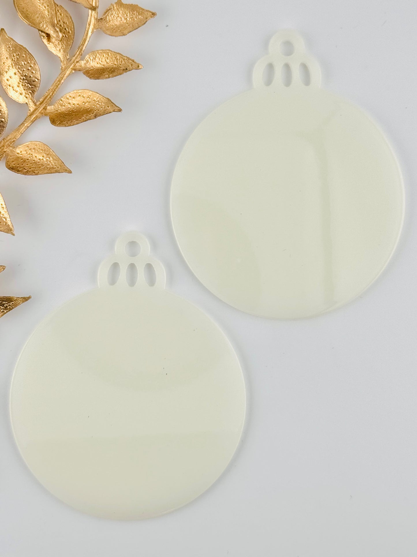 Acrylic Ornament Blank ~ Ivory Solid Round