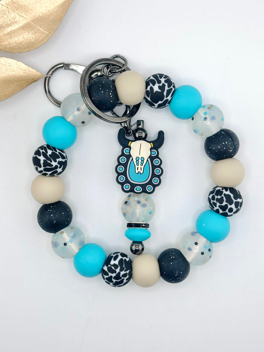 (Pre-Made) Concho Studded Skull Cup Charm and Matching Wristlet