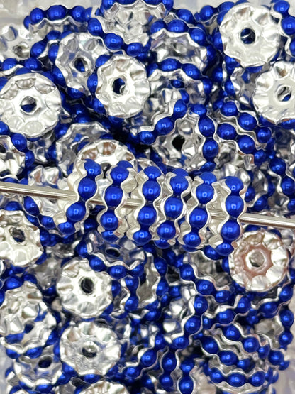 Pearl Gem 12mm Spacers ~ Small Hole WAVY (10ct)