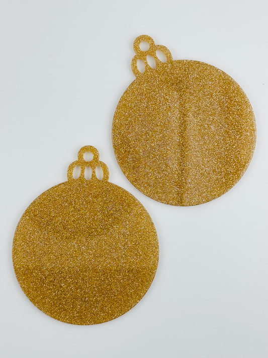 Acrylic Ornament Blank ~ KC Gold Glitter Round