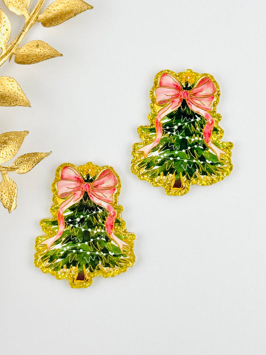 Glitter Acrylic Flatback ~ 214 ~ Merry Tree