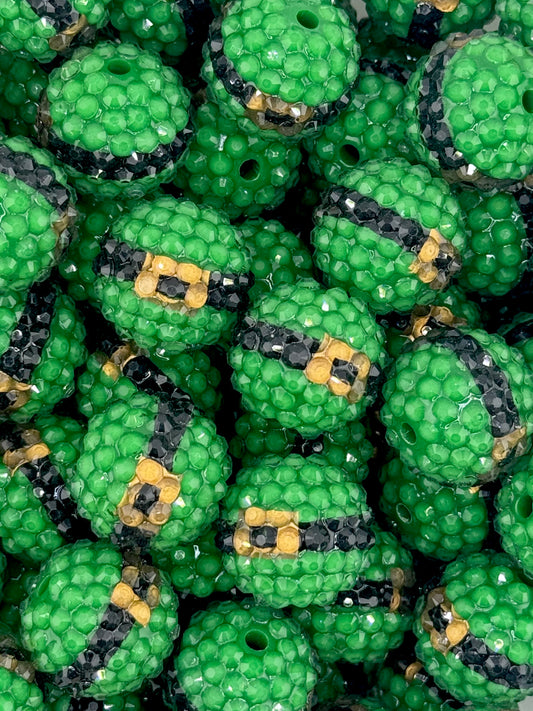 Rhinestone 20mm Acrylic ~ Santa’s Belt (Green)