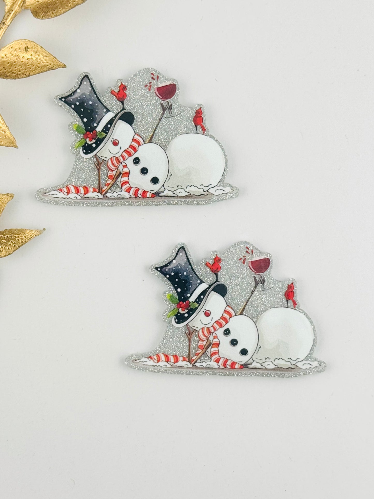 Glitter Acrylic Flatback ~ 114 ~ Chillin Snowman