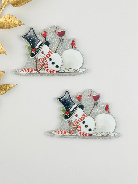 Glitter Acrylic Flatback ~ 114 ~ Chillin Snowman