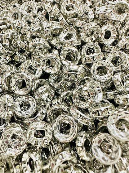 Large Hole Rhinestone Spacers ~ 10mm (10ct)