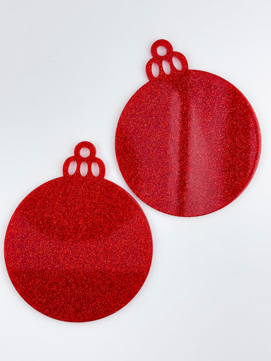 Acrylic Ornament Blank ~ Red Glitter Round