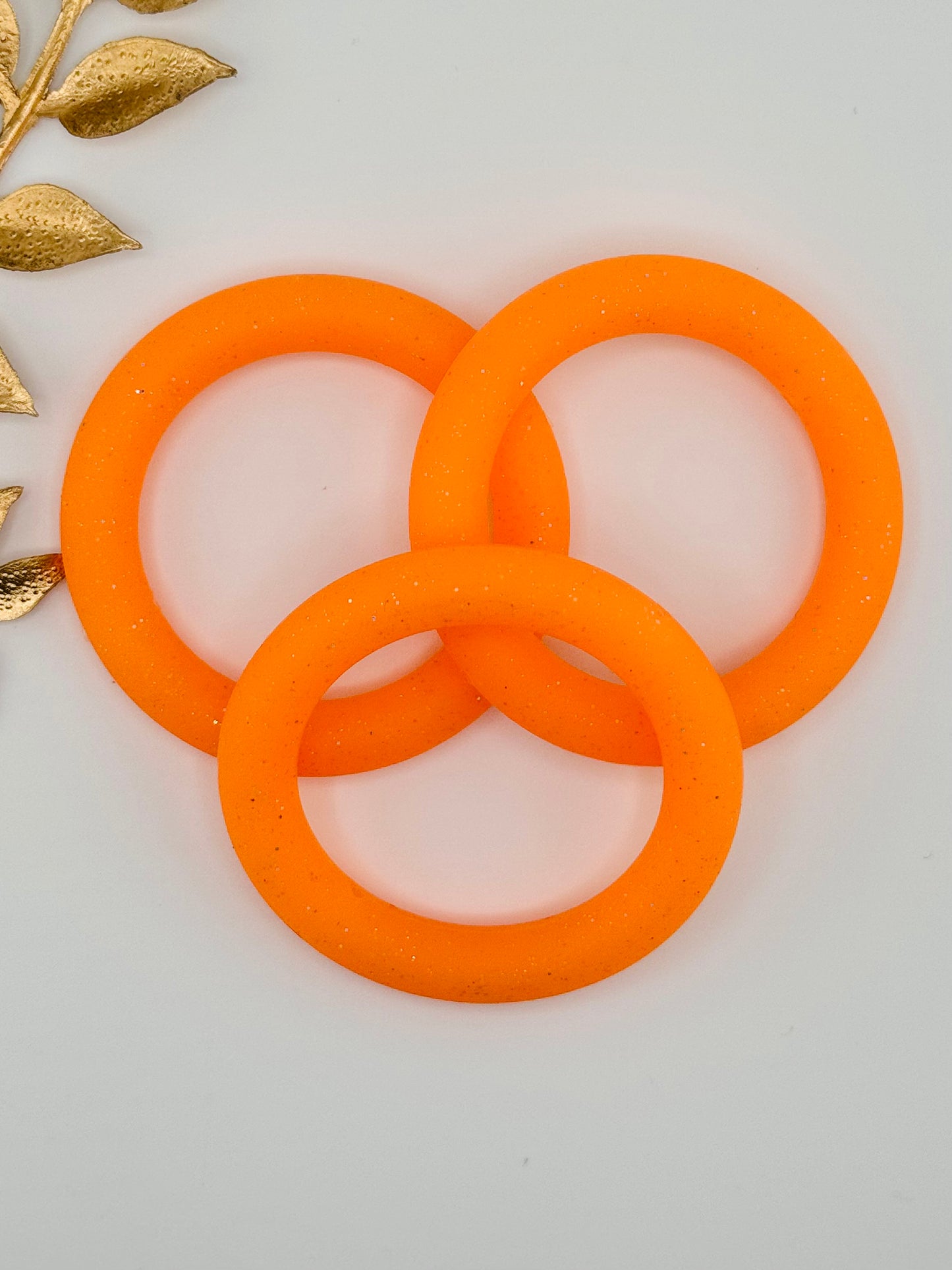 Glitter Silicone Ring 65mm ~ Neon Orange