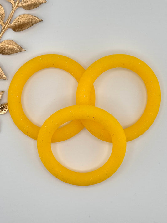 Glitter Silicone Ring 65mm ~ Neon Golden Rod