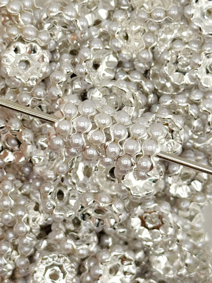 Pearl Gem 12mm Spacers ~ Small Hole WAVY (10ct)