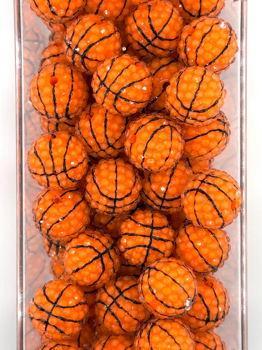 Rhinestone 20mm Acrylic ~ Basketball Print