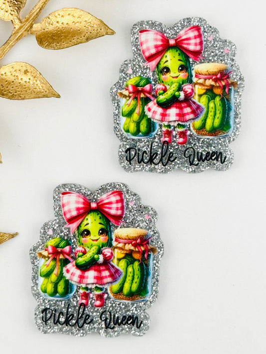 Glitter Acrylic Flatback ~ 167 ~ Pickle Queen