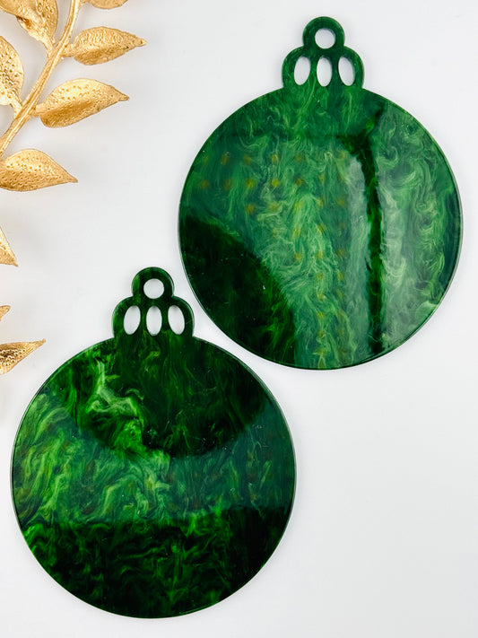 Acrylic Ornament Blank ~ Dark Green Swirl Round