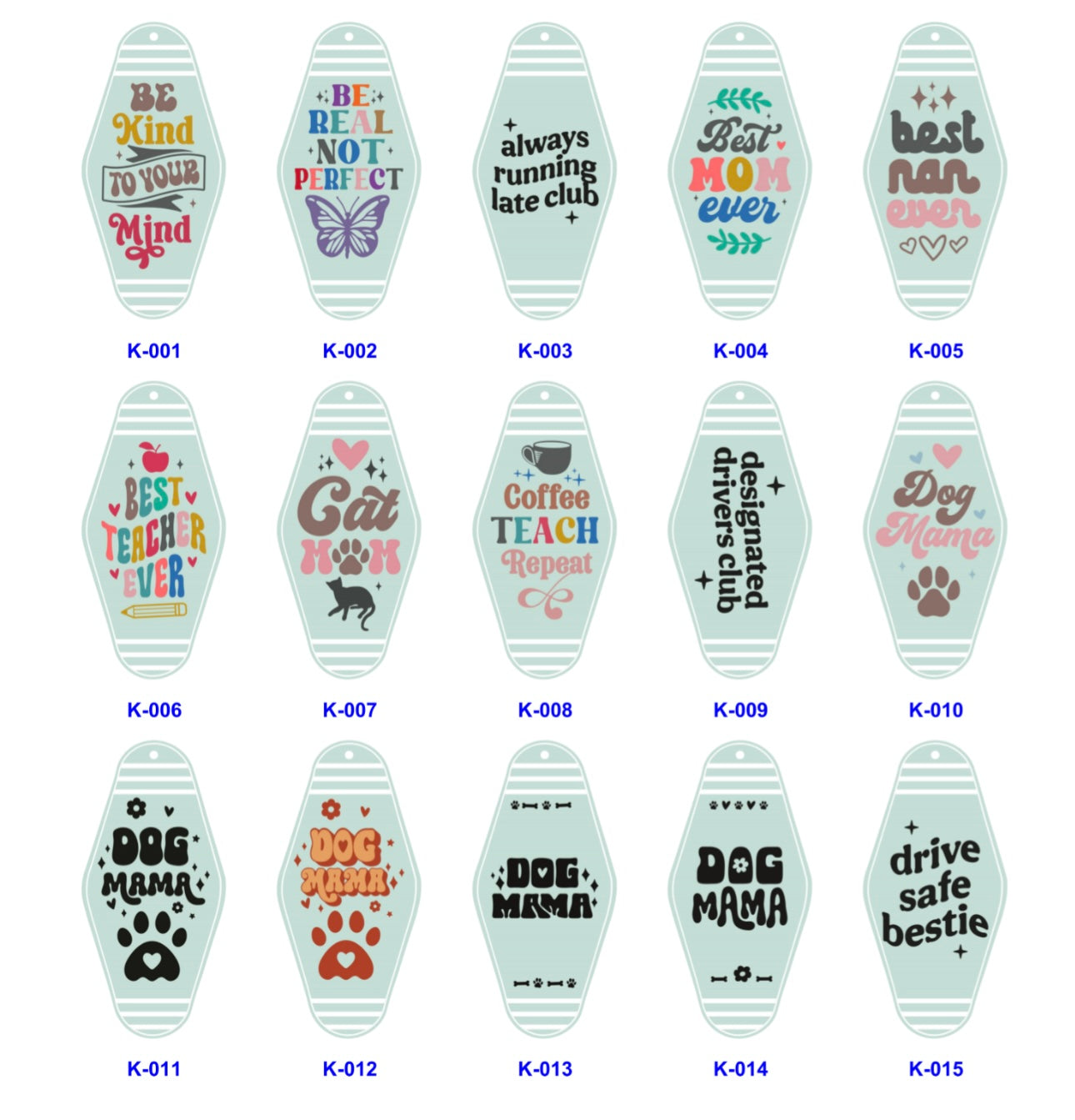 UV DTF Motel Keychain Stickers 1-15