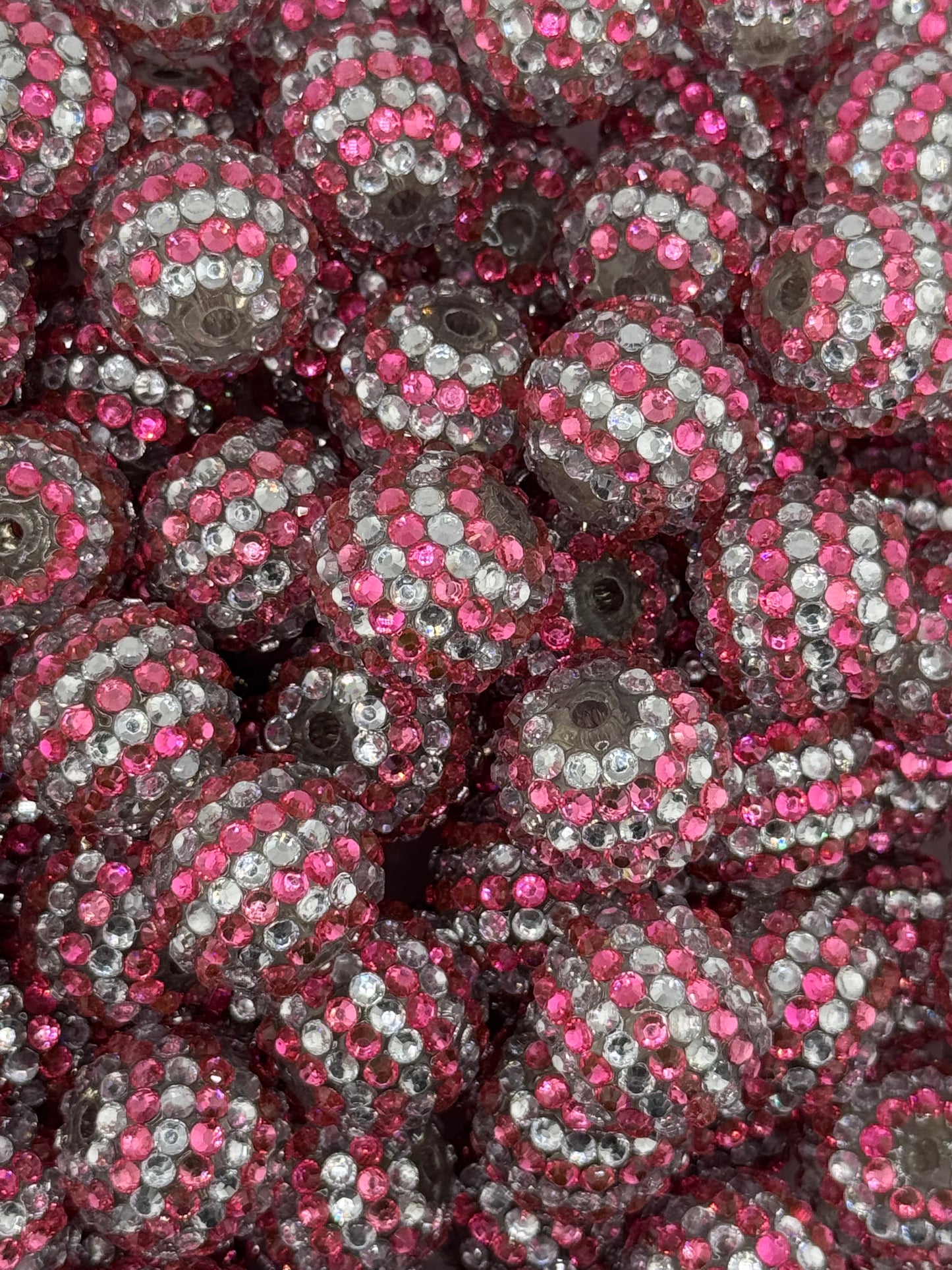 Rhinestone 20mm Acrylic ~ Party Pink Stripe