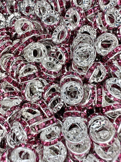 Large Hole Rhinestone Spacers ~ 10mm (10ct)