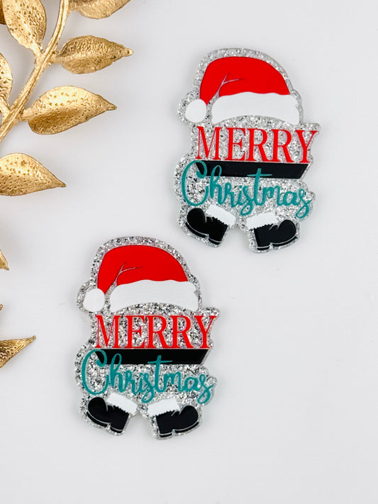 Glitter Acrylic Flatback ~ 265 ~ Merry Christmas Santa