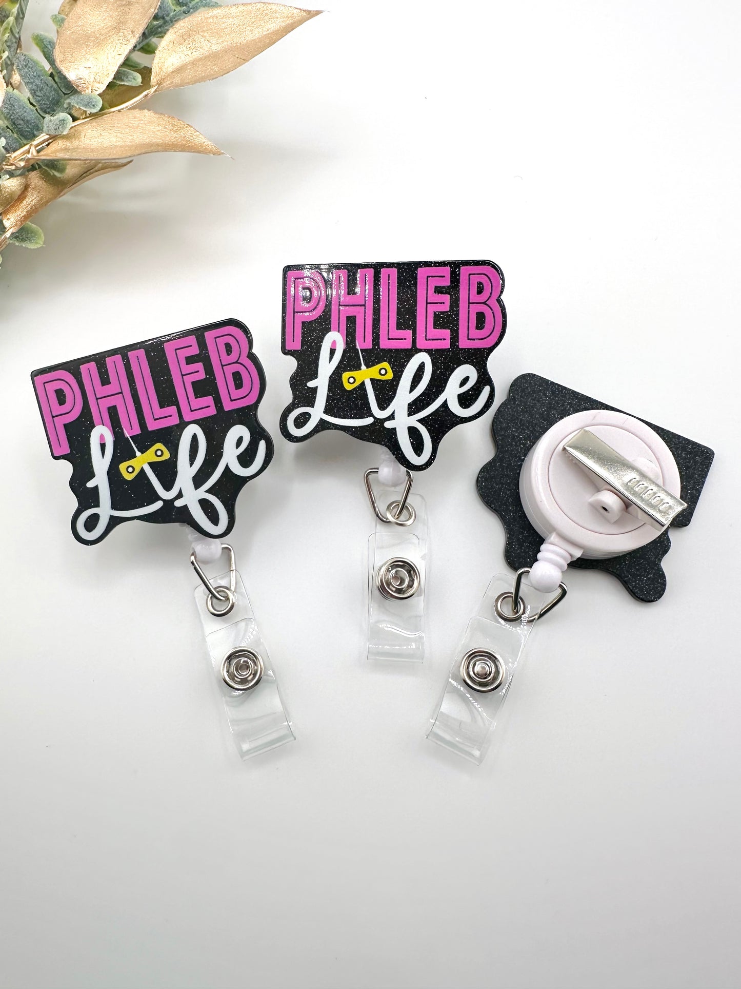 DP ~ Badge Reel Phleb Life Black 2pk