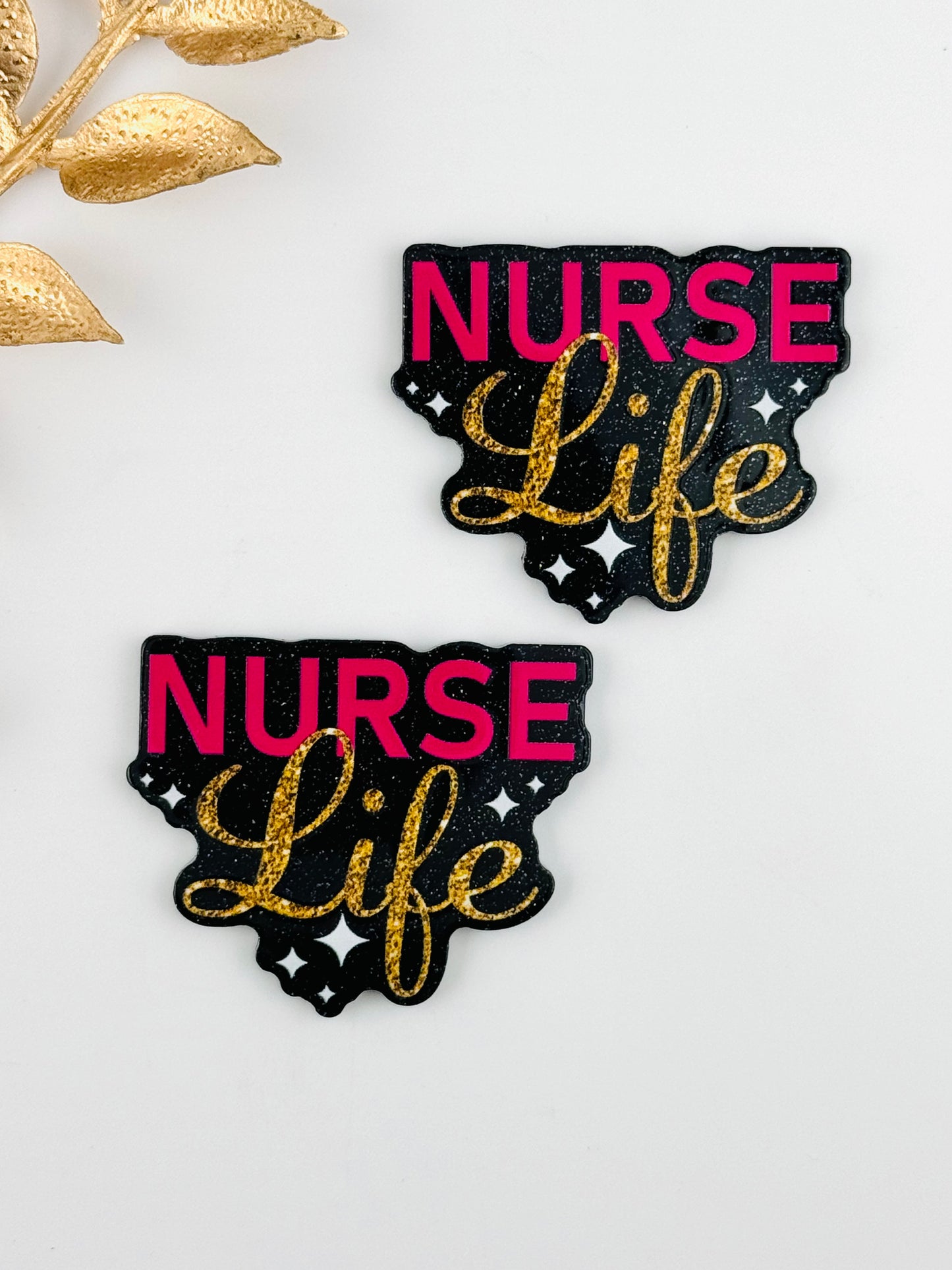 Glitter Acrylic Flatback ~ 1073N ~ Sparkly Nurse Life