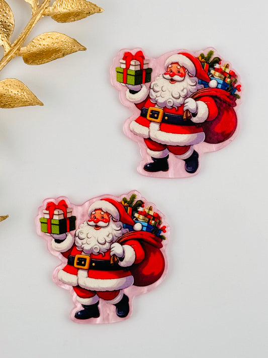 Glitter Acrylic Flatback ~ 244 ~ Happy Santa