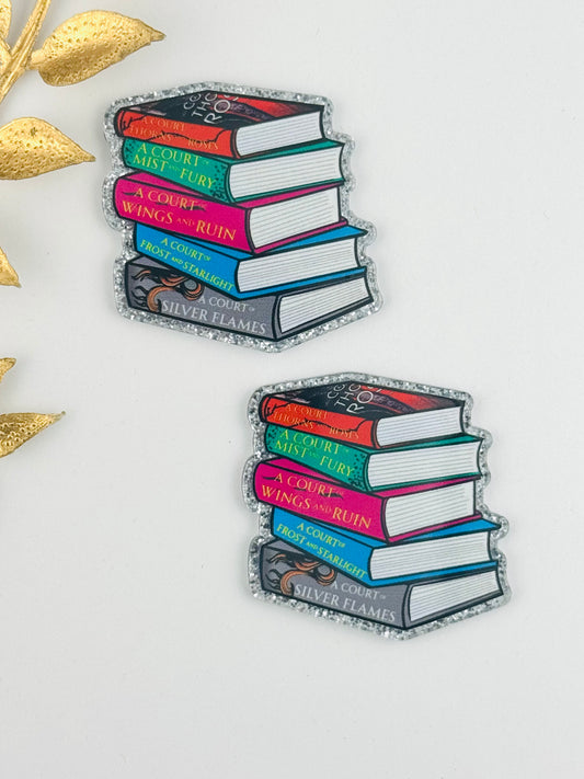 Glitter Acrylic Flatback ~ 109 ~ Court Book Stack