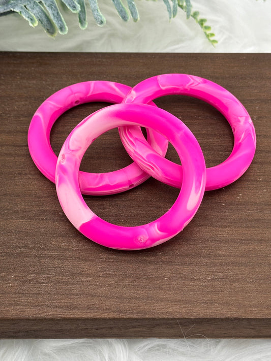 Silicone Ring 65mm #157 Bright Pink Marble