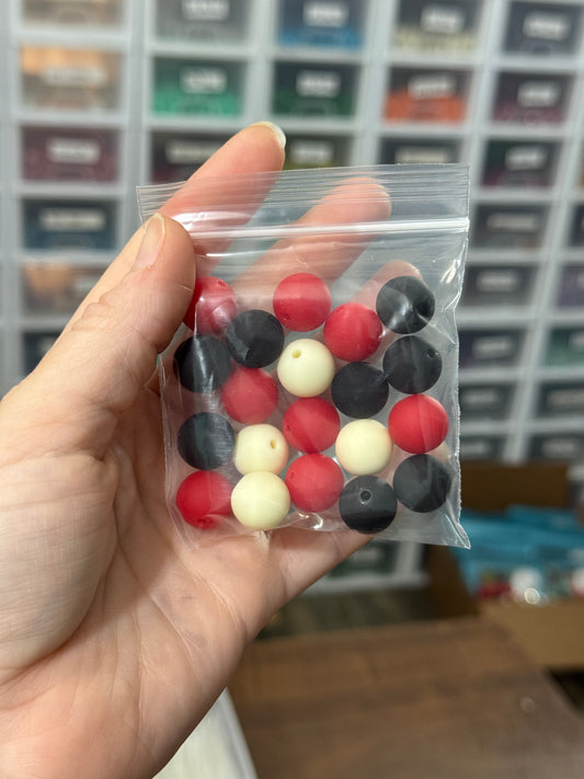 Acrylic Matte Solid Red/Black/Cream 14mm Mix Pack (20ct)