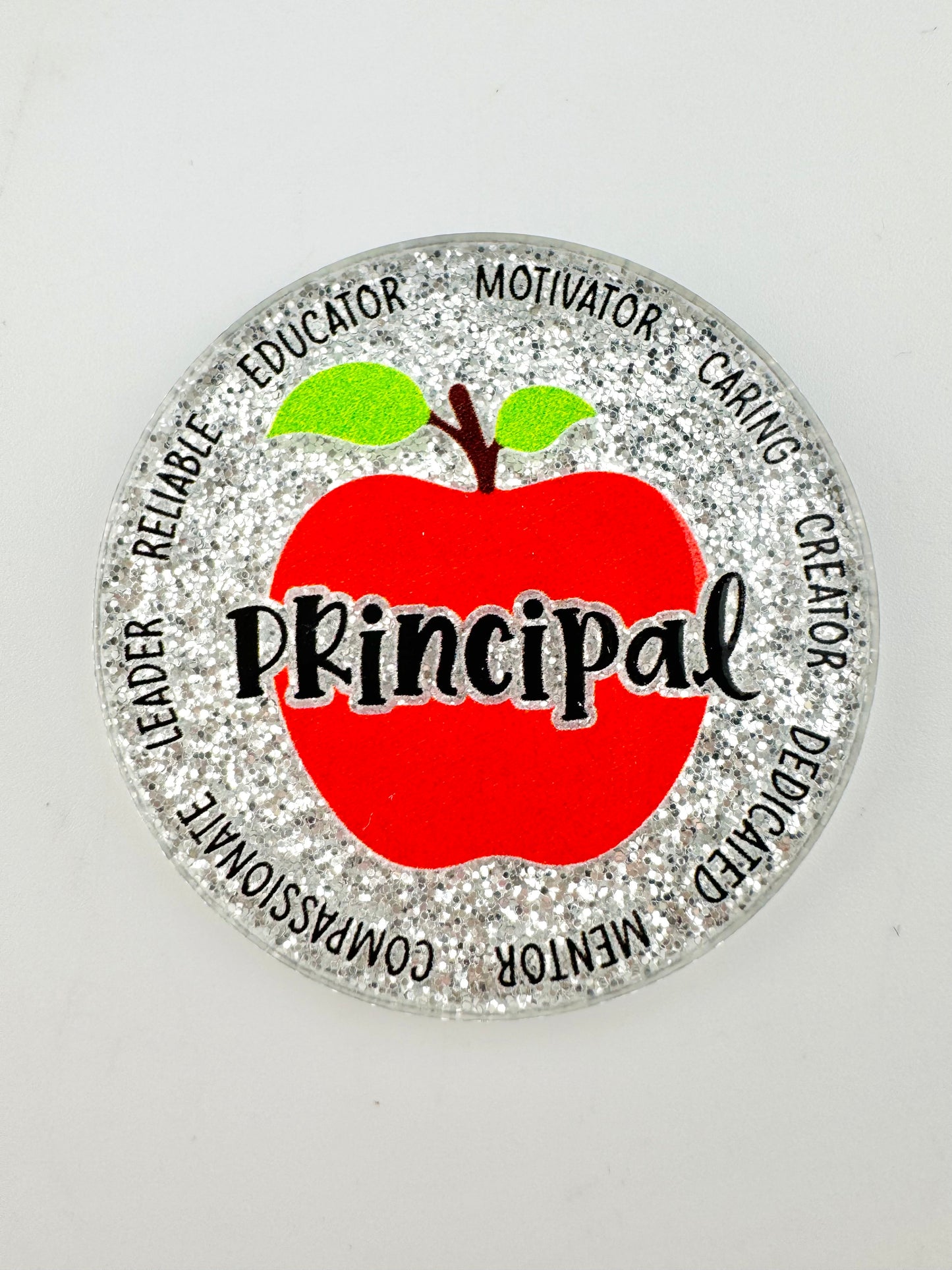 Glitter Acrylic Flatback ~ Principal Apple