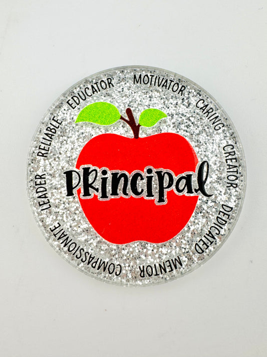 Glitter Acrylic Flatback ~ Principal Apple