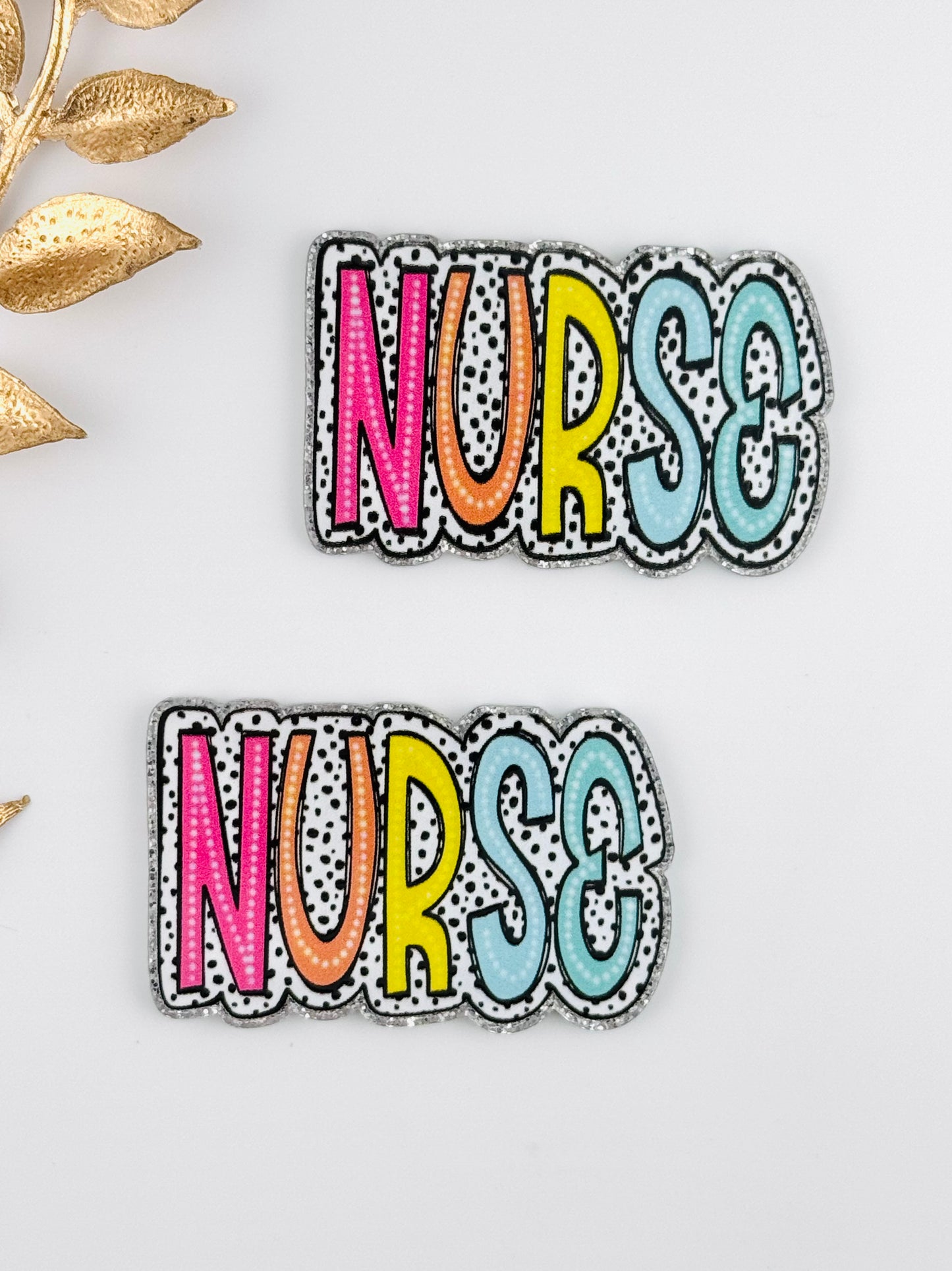 Glitter Acrylic Flatback ~ 1062N ~ Polka Dot Nurse