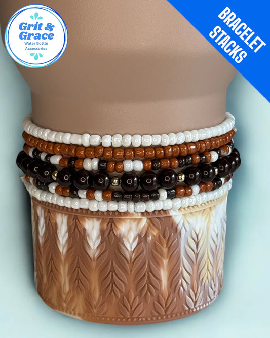 Coffee & Cream Stretchy Cup Bracelets (Set of 4)