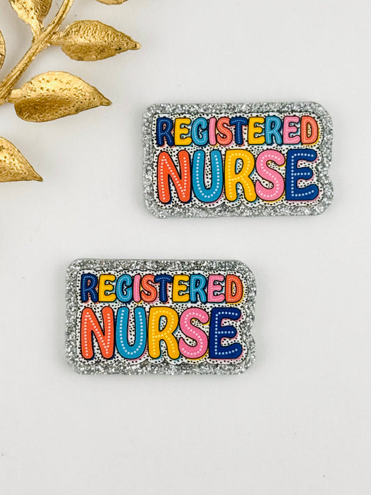Glitter Acrylic Flatback ~ 1008N ~ Registered Nurse