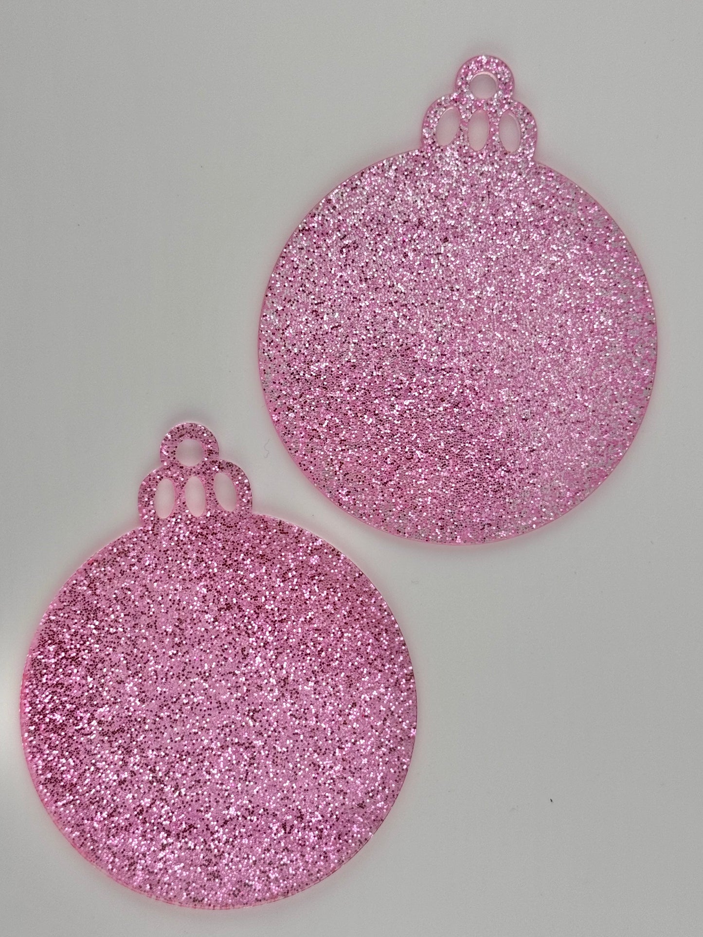 Acrylic Ornament Blank ~ Hot Pink Glitter Round