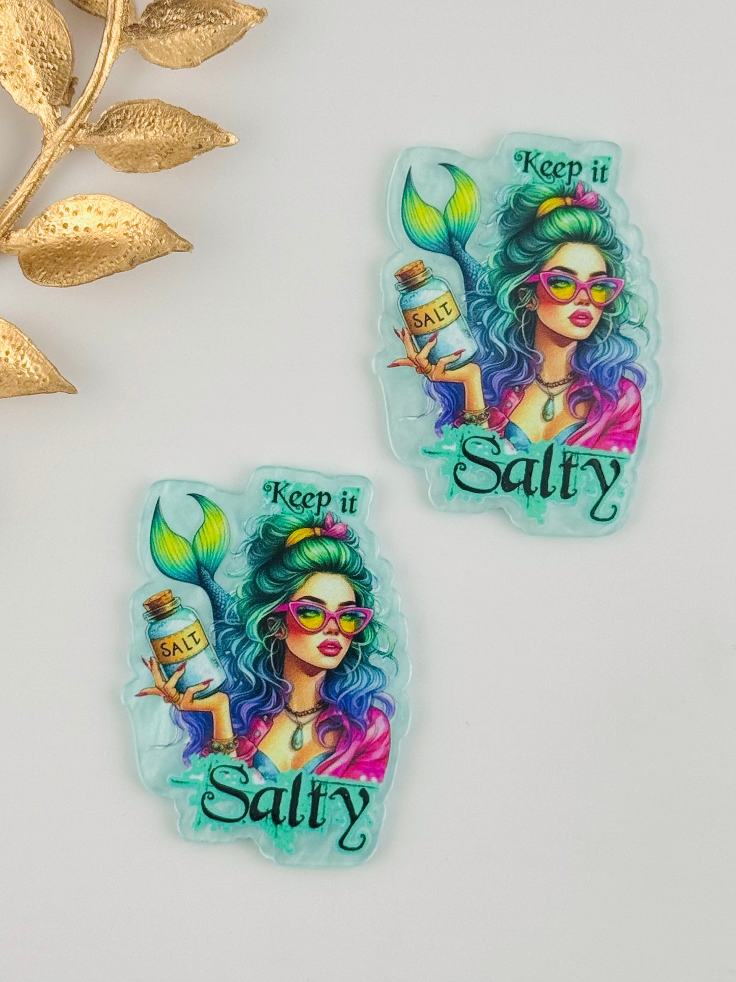 Glitter Acrylic Flatback ~ 240 ~ Keep It Salty