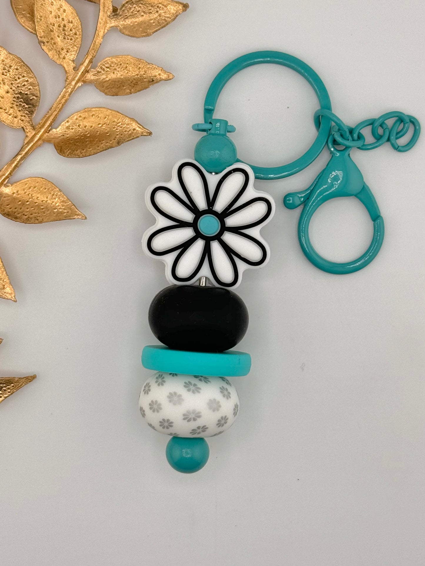 (Pre-Made) Keychain Bar ~ Retro White Daisy