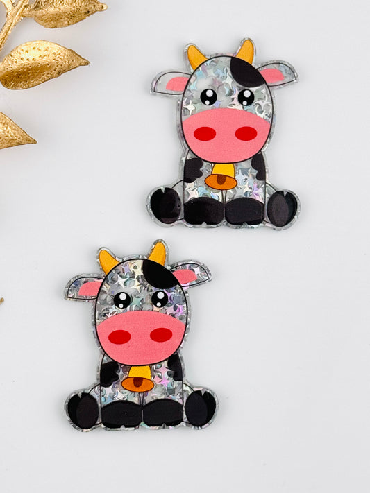 Glitter Acrylic Flatback ~ 162 ~ Bella The Cow