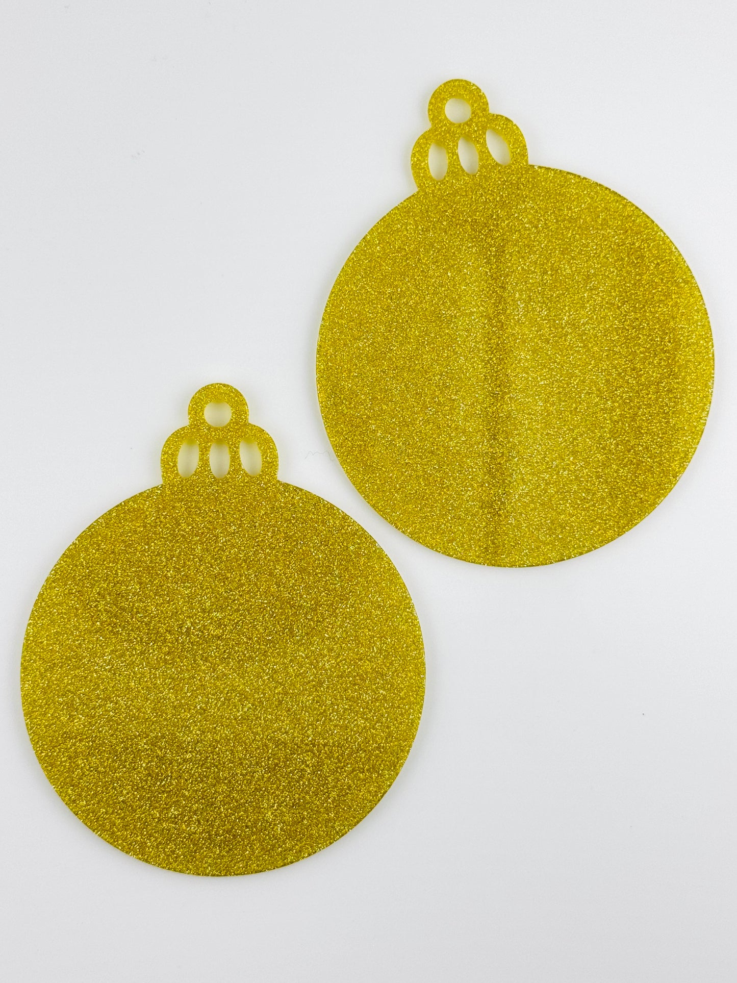 Acrylic Ornament Blank ~ Yellow Gold Glitter Round