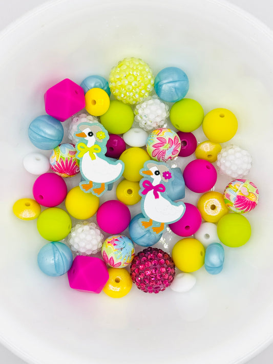 Silicone & Acrylic Bead Mix (48pc) ~ Karen & Linda Goose