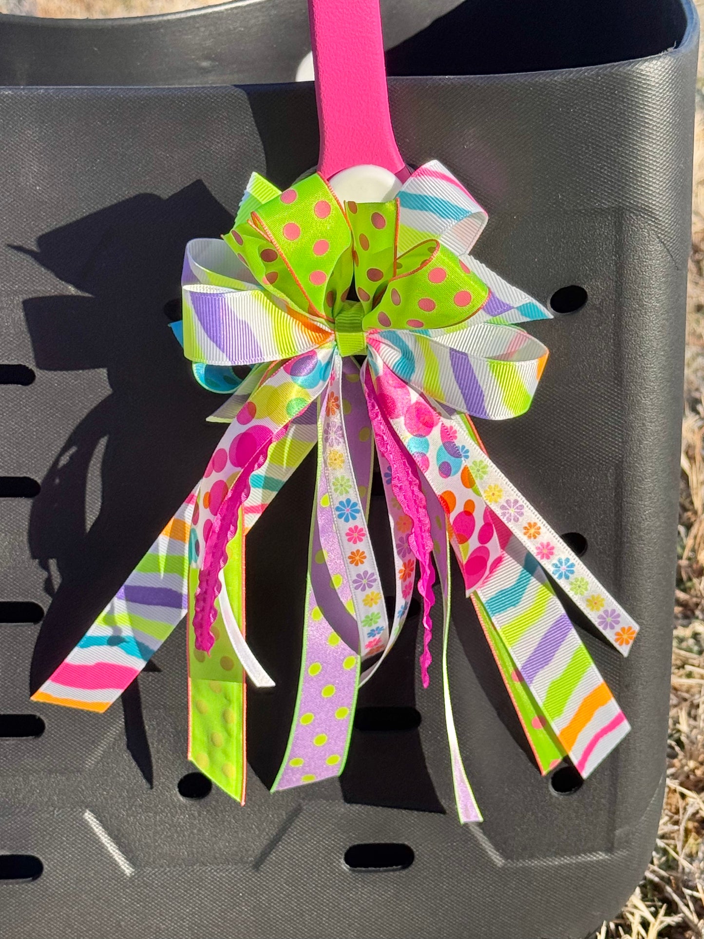 Bag Bow Tassel - Neon Bright Motif
